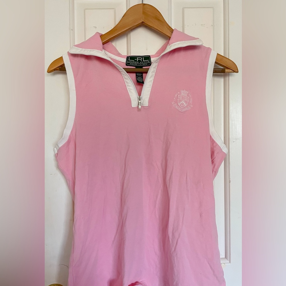 Ralph Lauren Active pink preppy quarter zip vest
